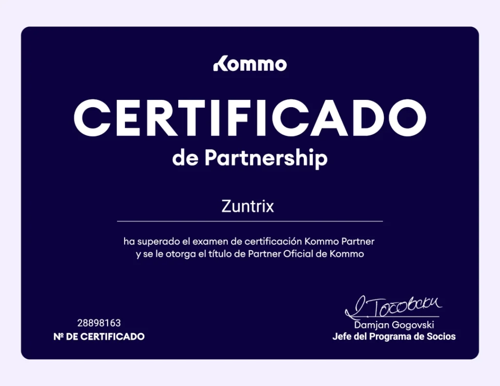 Zuntrix socio certificado Kommo